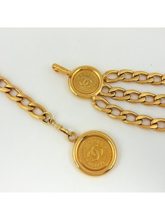Chanel CC Logo Chain Belt Triple Strand Gold Plated main image 5